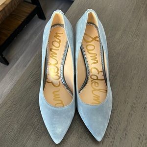 Baby blue suede Sam Edelman heels
